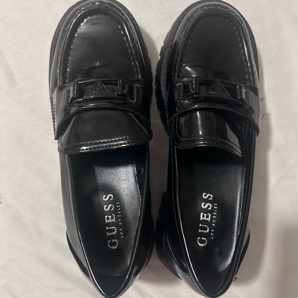 GUESS Shiny Black Men's Slip-On Loafers